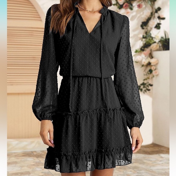 BTFBM Ruffle Tiered A-Line Swing Dress NWT - Picture 2 of 12